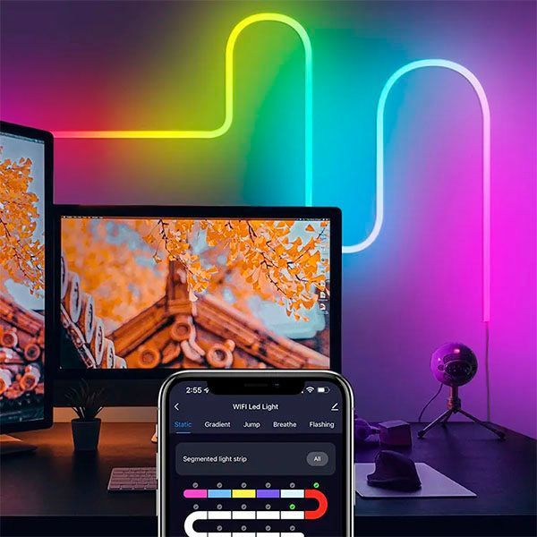 Розумна гнучка LED Neon RGB стрічка-шланг 5 метрів від USB керування режимами з телефону, Bluetooth додаток, пульт Jam9095 фото