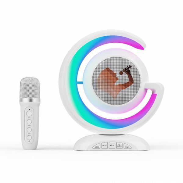 Лампа-нічник з бездротовою bluetooth колонкою RGB підсвічуванням та двома мікрофонами в комплекті для караоке YS-110 J550 фото