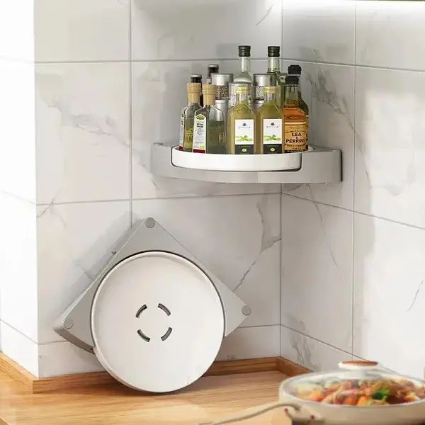 Кутова обертова полиця для ванної кімнати Multi Functional Rotational Tray G8580 фото