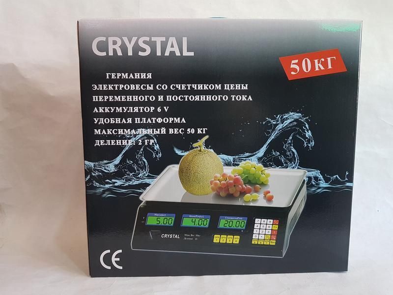 Ваги Crystal 50 kg електронні настільні ваги з калькулятором торговi n45647 фото