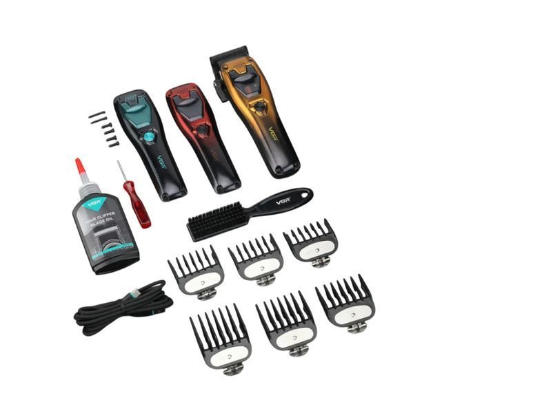 Акумуляторна машинка для стрижки VGR V-668, 8000-11000 RPM, 6 насадок, LED дисплей, змінний корпус sp10428 фото