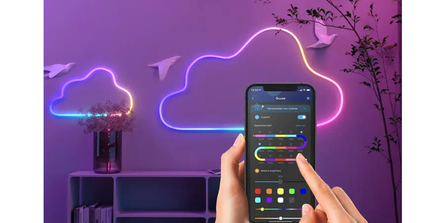 Розумна гнучка LED Neon RGB стрічка-шланг 5 метрів від USB керування режимами з телефону, Bluetooth додаток, пульт Jam9095 фото