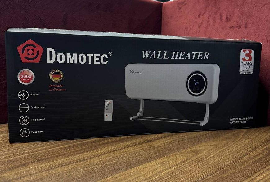 Настінний обігрівач Domotec MS-5963 White 2000Вт з пультом та сушаркою MS-5963 фото