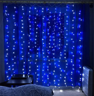Святкова гірлянда завіса "Штора" на вікно 200LED 3х2м колір Синій USB 2127561 фото
