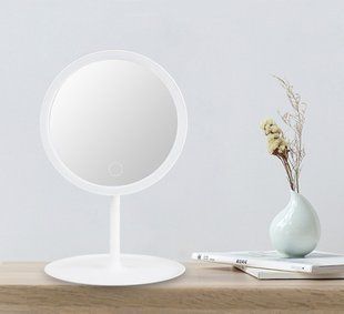 Дзеркало для макіяжу, дзеркало косметичне з LED з яскравим лід підсвічуванням, вбудованим акумулятором, біле 2051248 фото