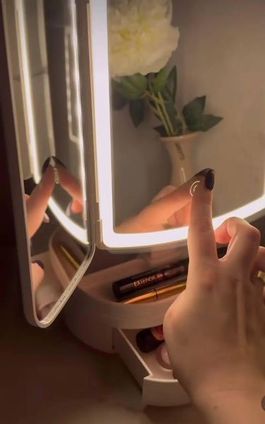 Косметичне потрійне дзеркало з підсвічуванням від USB, Дзеркало для макіяжу сенсорне з підставкою TPSP 2128748 фото