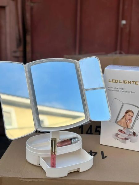 Косметичне потрійне дзеркало з підсвічуванням від USB, Дзеркало для макіяжу сенсорне з підставкою TPSP 2128748 фото