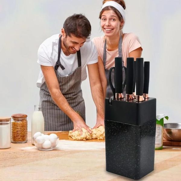 Набір кухонних ножів на підставці Knife Set 7 предметів із нержавіючої сталі G9759 фото