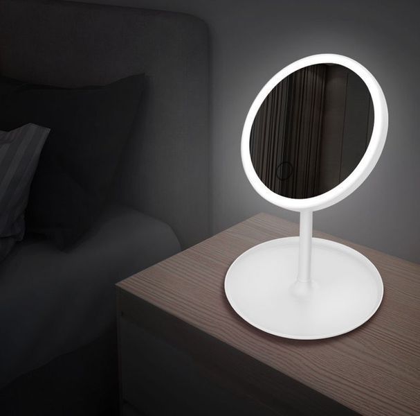 Дзеркало для макіяжу, дзеркало косметичне з LED з яскравим лід підсвічуванням, вбудованим акумулятором, біле 2051248 фото