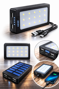Сонячний Power Bank Solar 30000 mAh / Повербанк Solar 2xUSB з ліхтариком solar20 фото