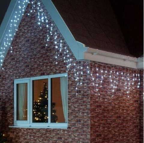 Різнокольоровий Новорічна святкова гірлянда бахрома 120 Led прозорий провід 3х0.5 м Dyd4141 фото