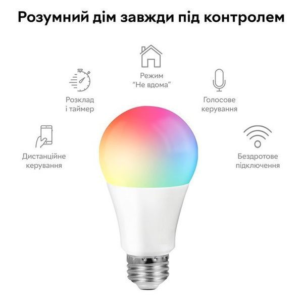 Розумна лампочка Tuya Smart LED WiFi Смарт Лампа E27 RGB Color 2700K-6500K 9W sp10010 фото