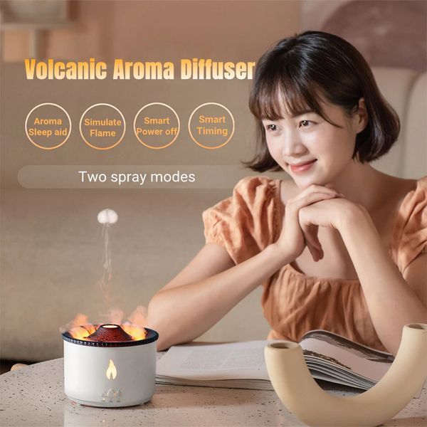 Ароматичний дифузор Volcano Fire Flame, аромотерапія, зволожувач повітря, 2 кольори пульт Jellyfish Mist Flame Volcano Home Appliance Life Store 237EL19V фото