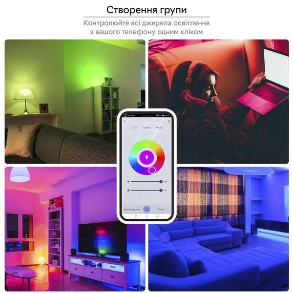 Розумна лампочка Tuya Smart LED WiFi Смарт Лампа E27 RGB Color 2700K-6500K 9W sp10010 фото
