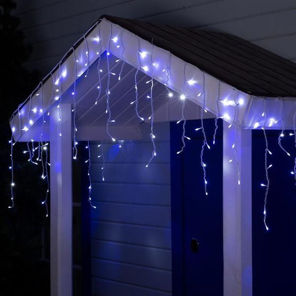 Різнокольоровий Новорічна святкова гірлянда бахрома 120 Led прозорий провід 3х0.5 м Dyd4141 фото