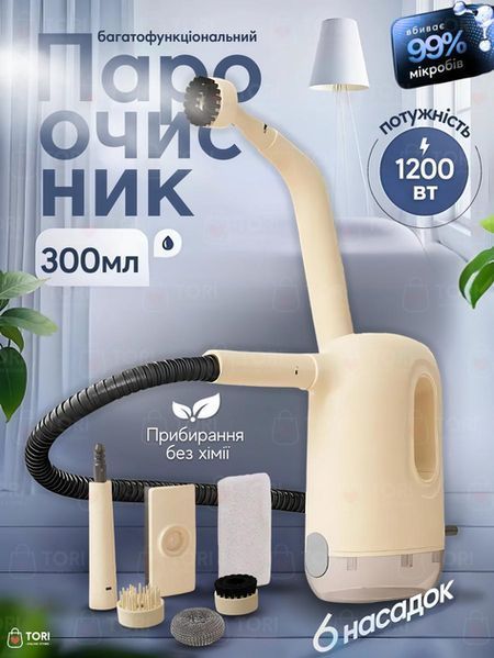 Пароочисник 1200Вт + 5 насадок, 250мл, від мережі / Парогенератор для збирання / Паровий очищувач Jam6768 фото