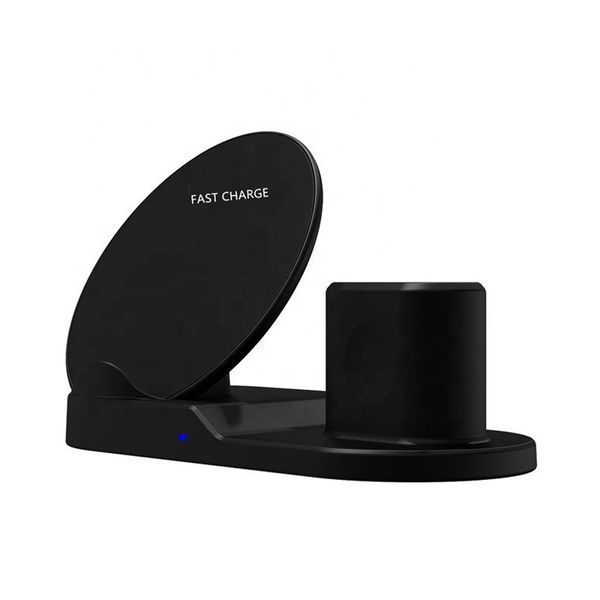Швидка бездротова зарядка Qi Wireless Fast Charger 3 в 1 для телефону (док станція), чорна 569852001 фото