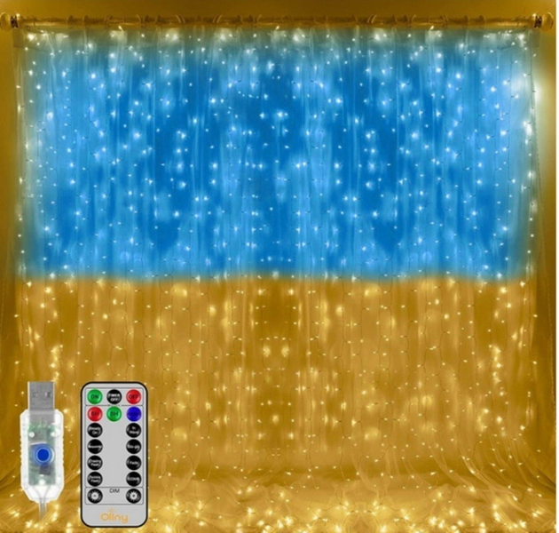 Патріотична гірлянда штора Прапор України 3*3 м 160 LED класична IP44 M16906 фото