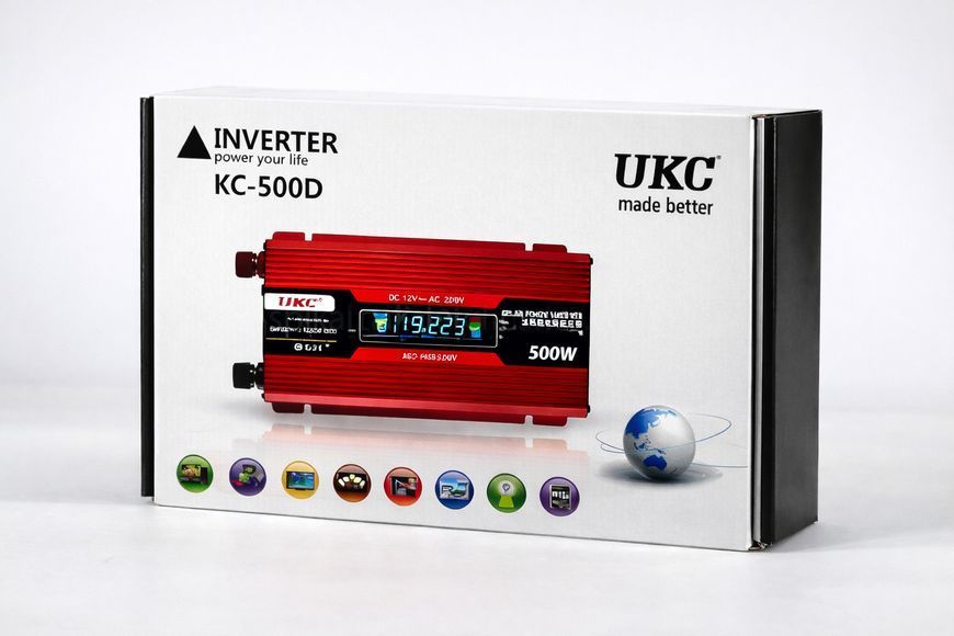 Перетворювач AC/DC KC-500D 500W+lcd, Інвертор у машину sp3738 фото