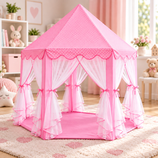 Детская игровая палатка домик 130&times;130&times;110 / Детская палатка / Детская складная тюлевая замок-шатер VENDNT-128 фото