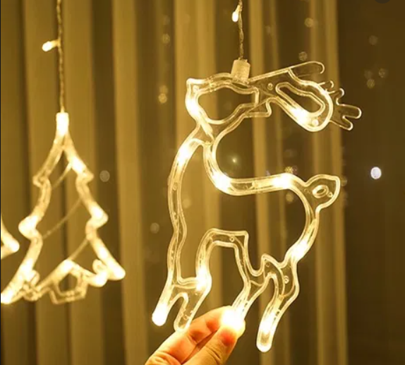Гірлянда Штора з формами дзвіночок, ялинка, олень 12 PCS light pr0481911 фото