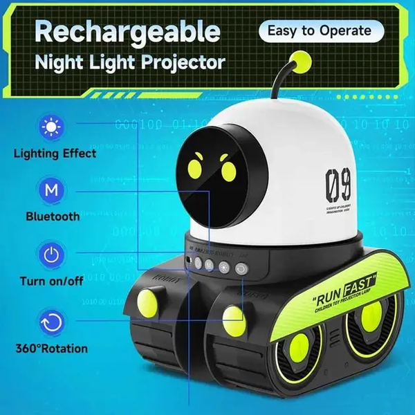 Проектор-нічник "Робот" WH-E03 музичний акумуляторний з Bluetooth та LED-підсвічуванням M17025 фото
