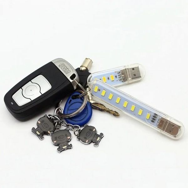 Міні ліхтарик на 8 світлодіодів, USB лампа, LED світильник (холодне біле світло) Jam58421 фото