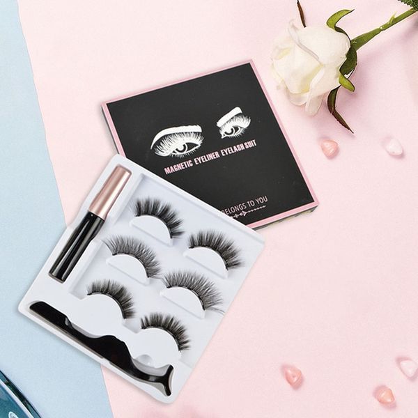 Набір накладні магнітні вії+підводка+пінцет Magnetic lashes 3 пари магнітів G7777796 фото