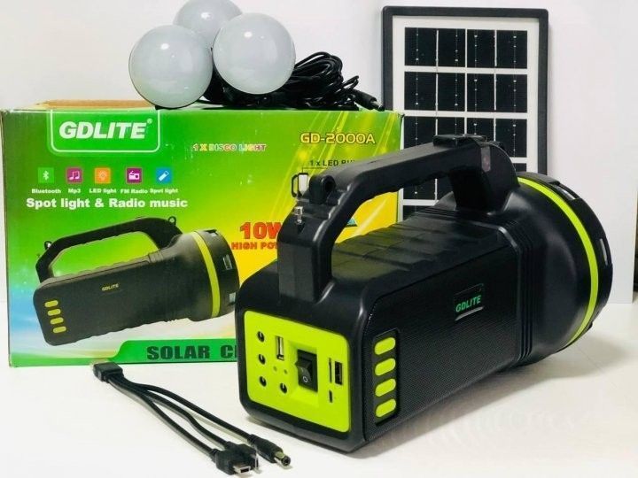 Портативна сонячна система GDLITE GD-2000А універсальна сонячна панель повербанк FM радіо OK 4235263 фото