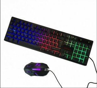 Провідна клавіатура для ПК з кольоровим RGB підсвічуванням + миша UKC HK-6300TZ 343511148 фото