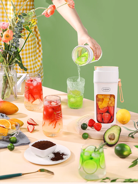 Блендер на акумуляторі для коктейлів та фрешів міні JUICER KS-FSV8 W14 M М16093 фото