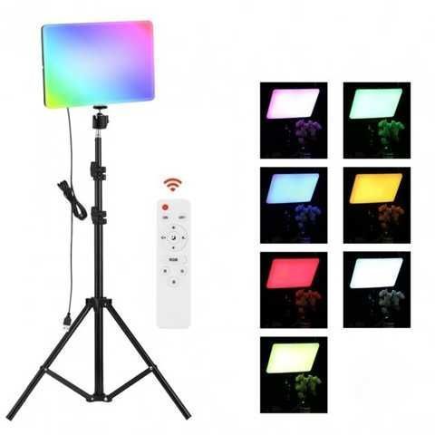 Світлодіодна прямокутна LED-лампа різнобарвна RGB PM26 з пультом m16365 фото
