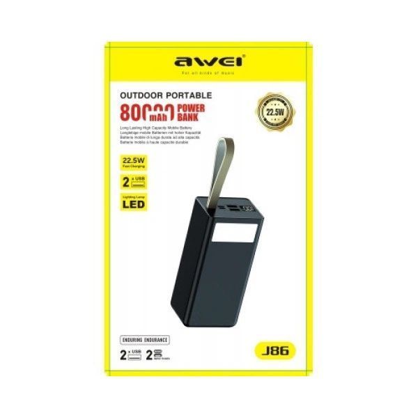 Зовнішній акумулятор повербанк Power Bank Awei J86 80000mAh 2054760 фото