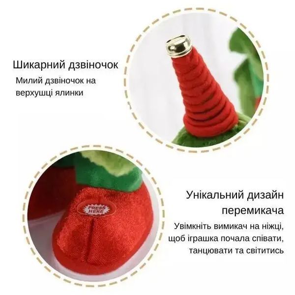 Новорічна іграшка-повторюшка танцювальна Ялинка з гітарою та підсвічуванням з музикою G5789 фото