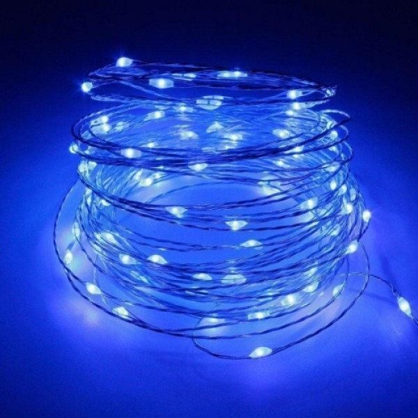 Новорічні гірлянди. Мідна дротяна лампа 100LED 10м, Колір Синій Силіконовий дріт (7107) mu20310 фото