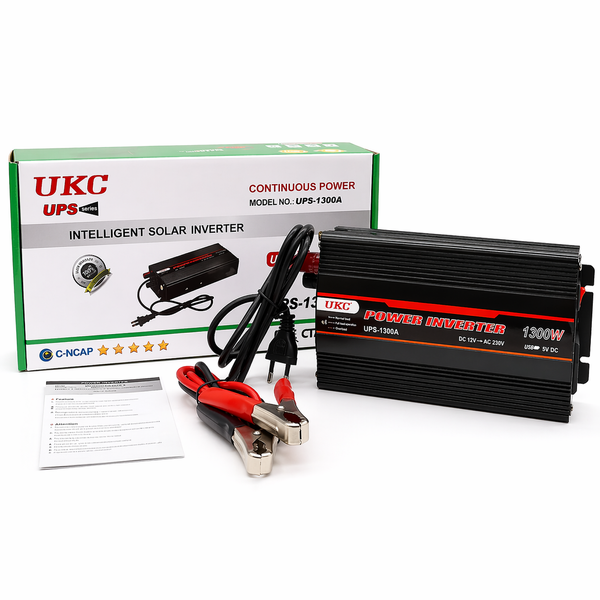 Перетворювач автомобільний інвертор UKC AC/DC UPS 1300 Ватт із зарядкою на 15 Ампер sp654123 фото