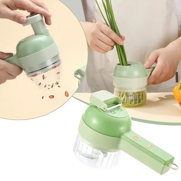 Ручний подрібнювач для овочів 4в1 Food Chopper / Електрична кухонна овочерізка / Міні блендер-слайсер 2124851 фото