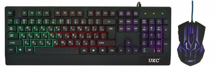 Провідна клавіатура для ПК з кольоровим RGB підсвічуванням + миша UKC HK-6300TZ 343511148 фото