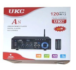 Підсилювач UKC A8 USB/SD CARD/FM/AUX 2CH підсилювач звуку sp10263 фото