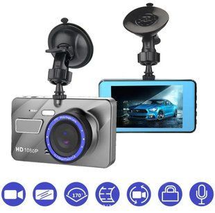 Відеореєстратор автомобільний, Full HD 1080P, 4 дюйми, IPS, переднє та заднє синє дзеркало Ven55241 фото