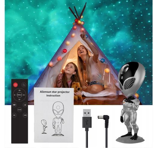 Багатобарвна лампа-проектор зоряного неба STAR PROJECTOR NIGHT LIGHT ALIENSUN D-tSLNL16 фото