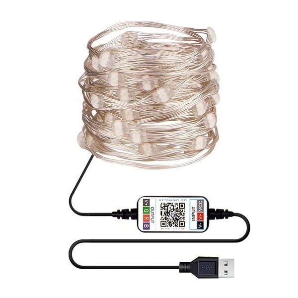 Новорічна розумна світлодіодна гірлянда Encora Xmas Lights, 100LED, 10М з керуванням через Bluetooth 2124077 фото
