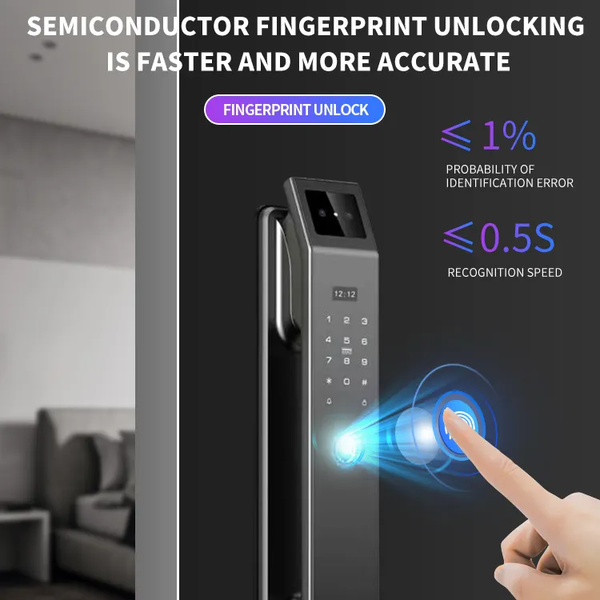 Умный дверной замок LOCK97 с 3D Face ID, отпечатком пальца, камерой, Wi-Fi и мобильным приложением KARLOCK97 фото