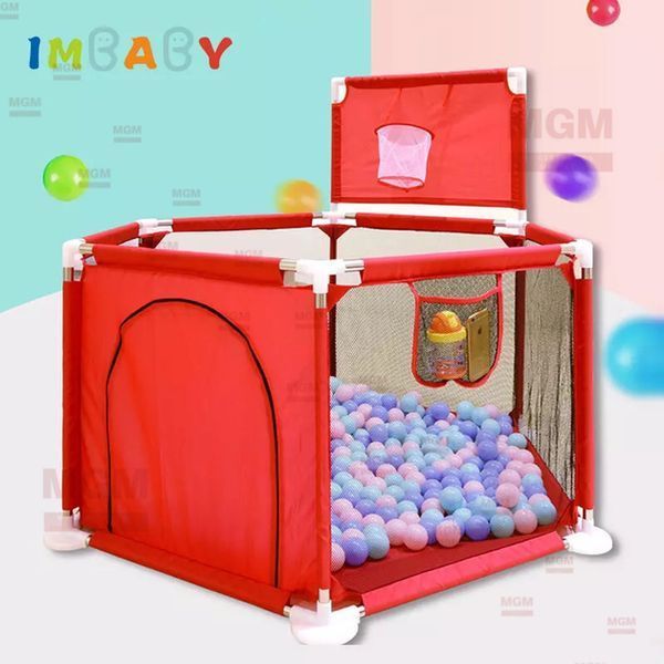 Дитячий манеж для розвитку IMBABY 6 секцій - із парканом для малюків - сухий басейн для дитячих ігор, для куль або килимка VENDNT-104 фото