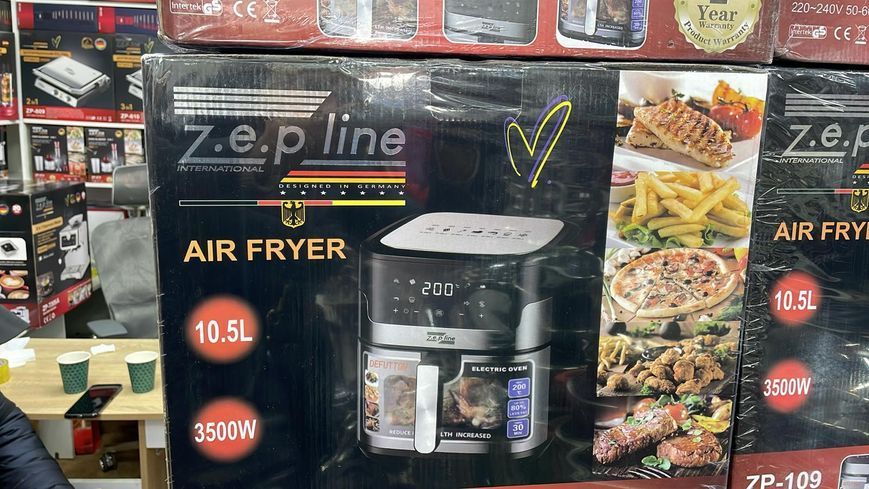 Фритюрниця без олії Zepline ZP-109 3500W сенсорна аерофрітюрниця мультипіч безмасляна з таймером 10,5л ZP-109 фото