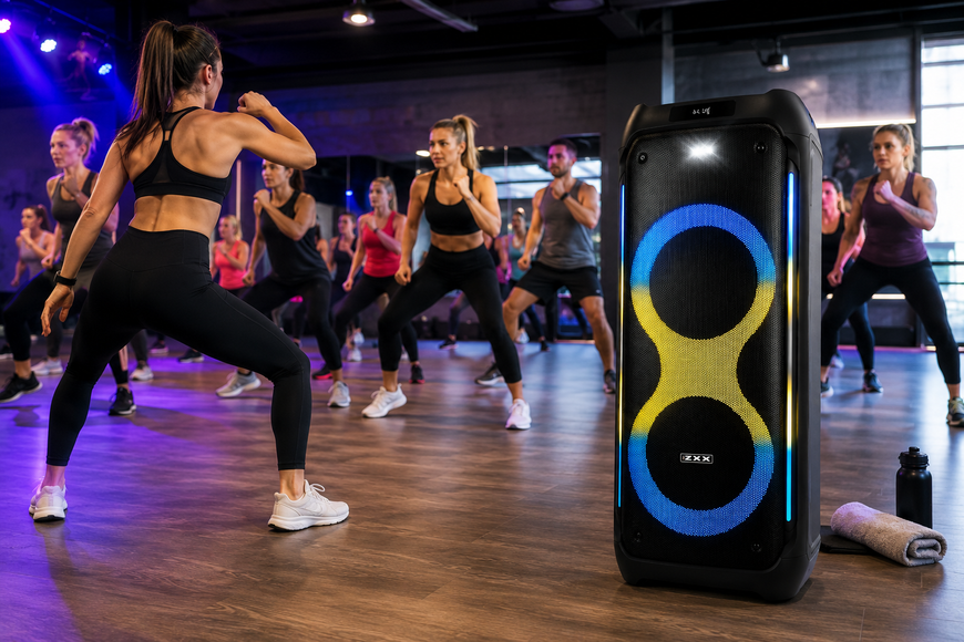 Портативна акустика ZXX-5580 / Колонка з Bluetooth для караоке з мікрофонами / Акумуляторна колонка з RGB-підсвічуванням FM та TWS sp9192 фото