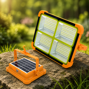 Акумуляторний прожектор із сонячною панеллю 100W / Світлодіодний Solar LED ліхтар 2400mAh 2019938 фото