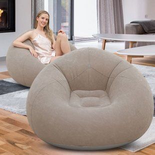 Надувне крісло-пуф Inflatable Sofa / Надувне крісло-мішок 110&times;110&times;85 см Бежевий G6820/4 фото