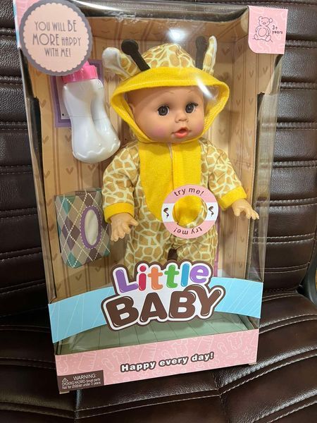 Лялька пупс, що розмовляє з пляшечкою та серветками Little Baby 10565 фото
