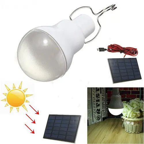 Лампа світлодіодна акумуляторна VHG CL-028 із сонячною панеллю 10Вт 5600K 6В Led Solar Emergency Bulb(8423) sp524120 фото